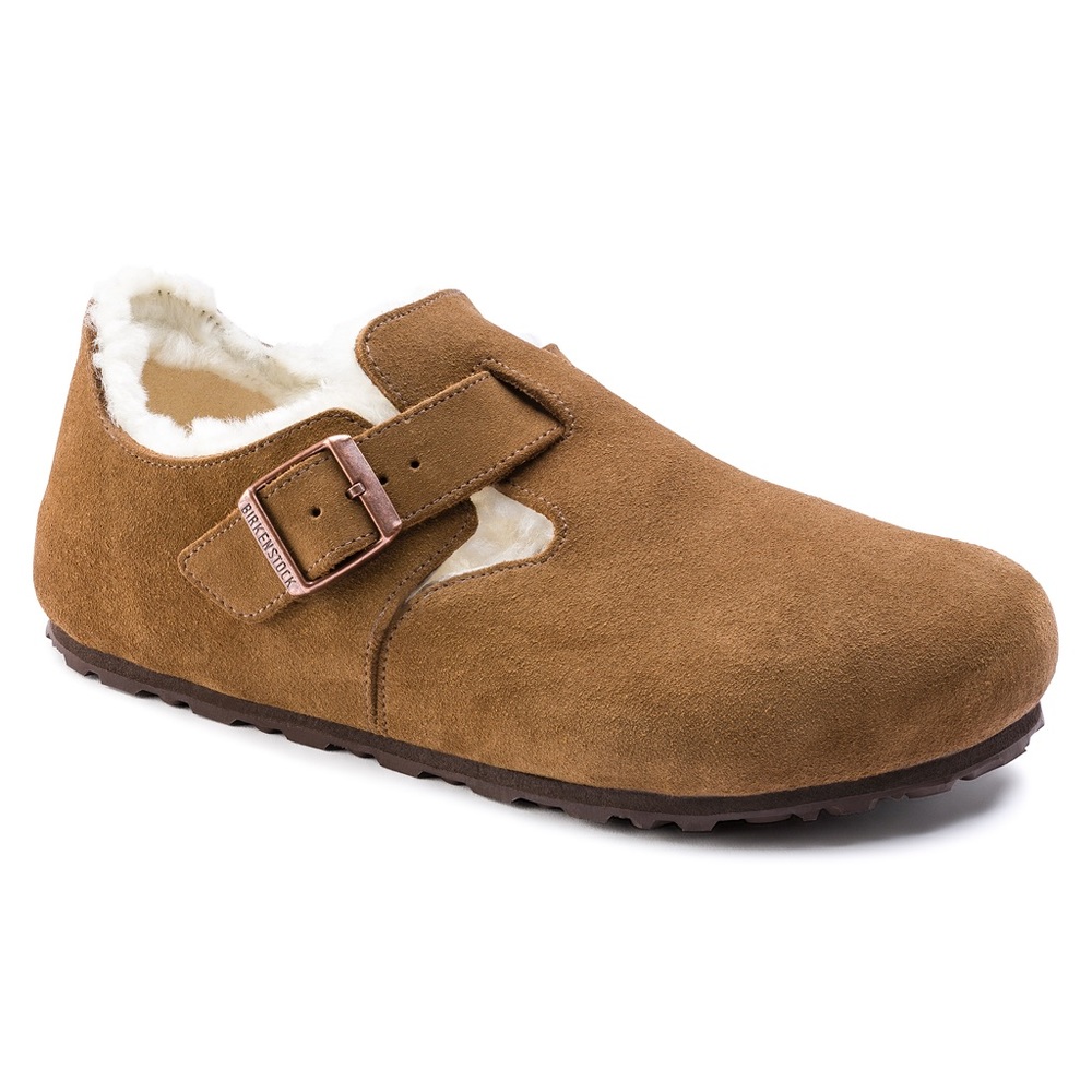 Birkenstock London Shearling Leather Tea Narrow Normal Boston 37 6 6.5 7 7.5